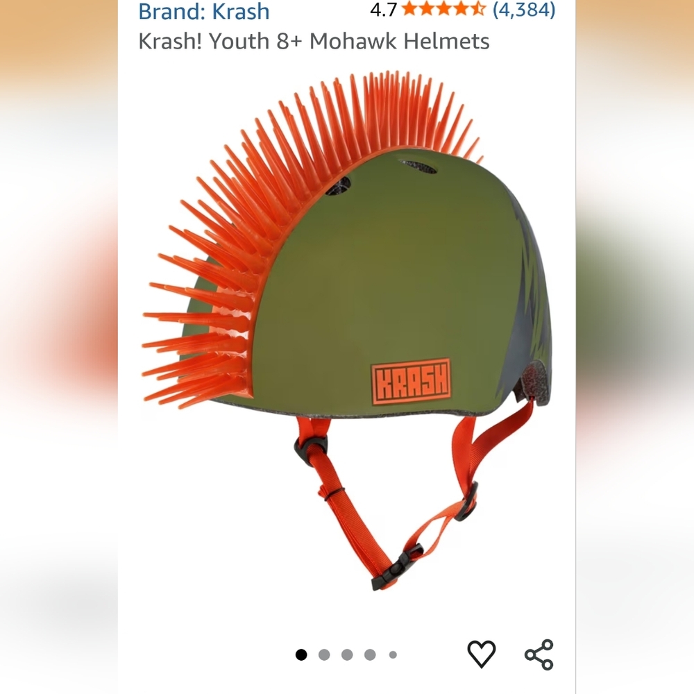 Krash! Green Slash Mohawk kids bike snow helmet 8-14